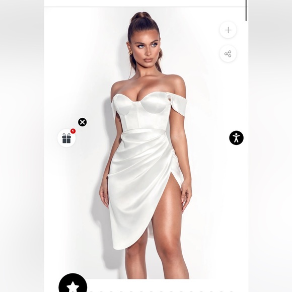 Miss Circle White Satin Dress - Picture 1 of 5